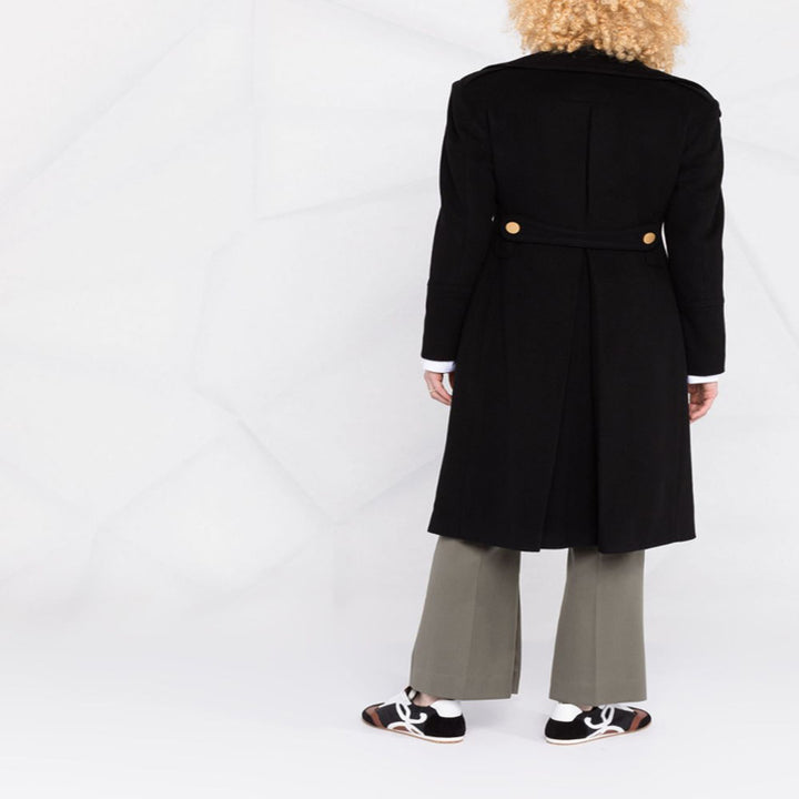 Damen Doppelreihiger Longcoat im Marinemantel‑Stil mit markanten Metallknöpfen Drune