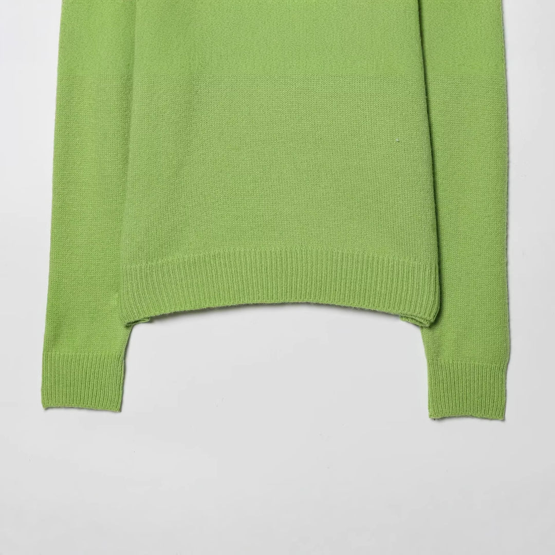 Damen Gestreifter Strickpullover mit halbem Reißverschluss und großem Hemdkragen Drune