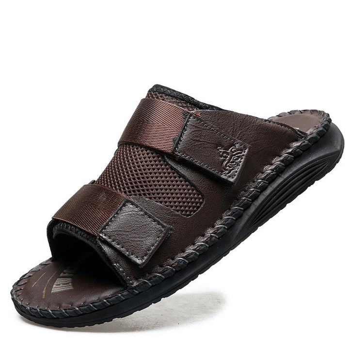 Herren Atmungsaktive Leder-Sandalen mit verstellbarem Klettverschluss Drune