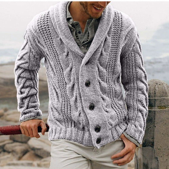 Herren nan grobstrick Cardigan mit Schalkragen und Zopfmuster Drune