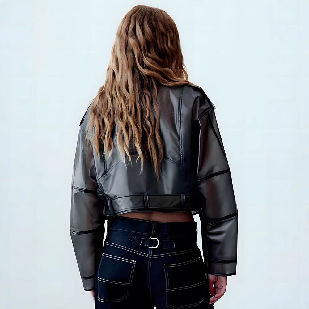 Damen trendige Vinyljacke mit asymmetrischem Schnitt und modernen Details Drune