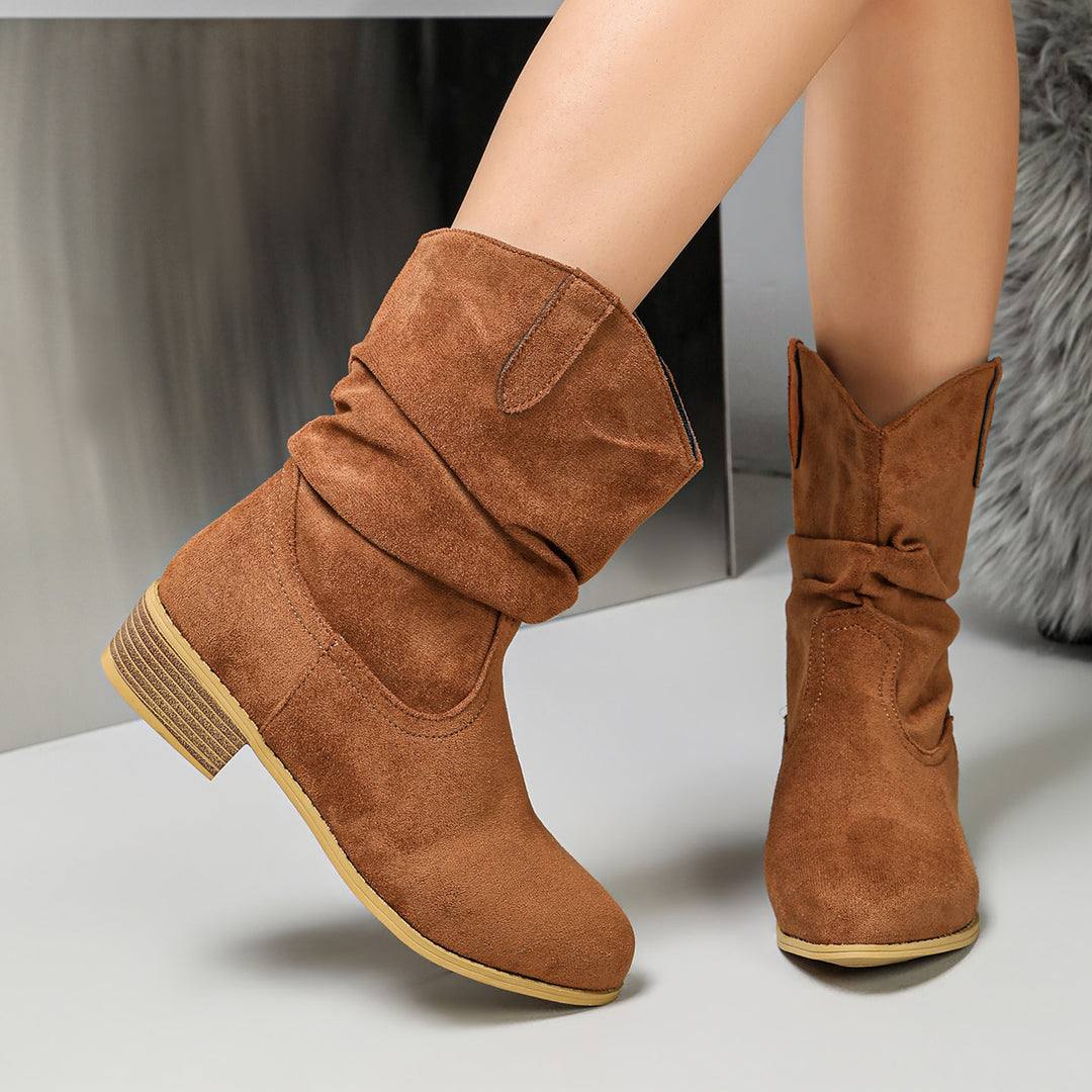 Damen Modische Stiefeletten aus Wildleder Drune