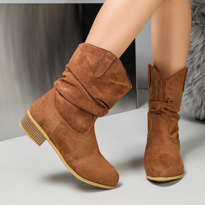 Damen Modische Stiefeletten aus Wildleder Drune