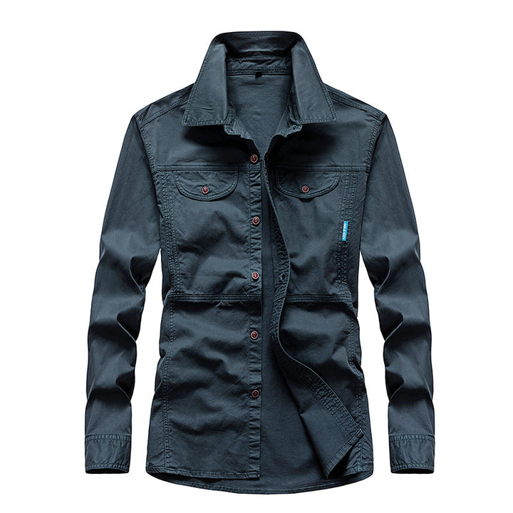 Herren Leichtes Canvas-Fieldshirt mit Brustklappen und Hemdkragen Drune