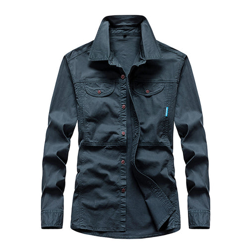 Herren Leichtes Canvas-Fieldshirt mit Brustklappen und Hemdkragen Drune