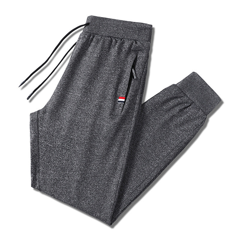 Herren Slim-Fit Jogginghose mit elastischem Rippbund, Kordelzug und Reißverschlusstaschen Drune