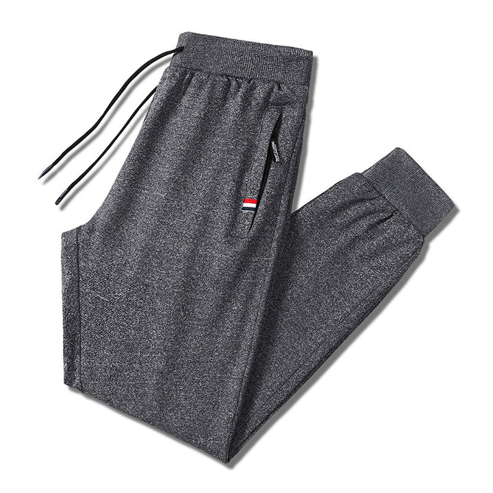 Herren Slim-Fit Jogginghose mit elastischem Rippbund, Kordelzug und Reißverschlusstaschen Drune