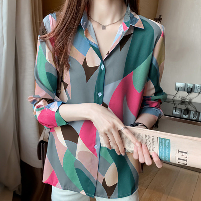 Damen Modische Bluse mit geometrischem Muster Drune