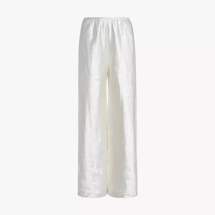 Damen Elegante und fließende Hochbundhose aus hochwertigem Satin Drune