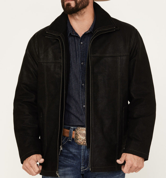 Herren hochwertige Lederjacke mit modernen Details und praktischen Taschen Drune