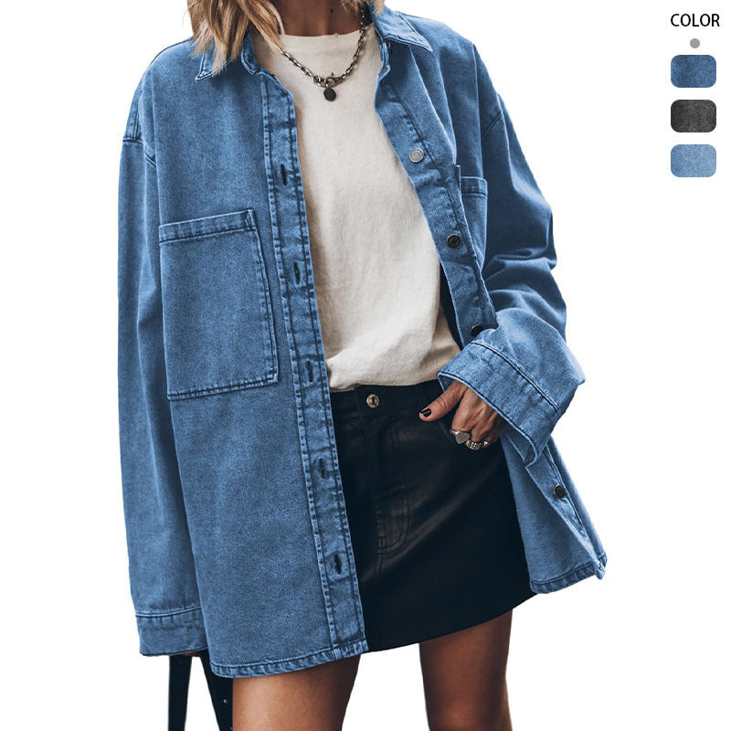 Damen Oversized Jeanshemd Drune