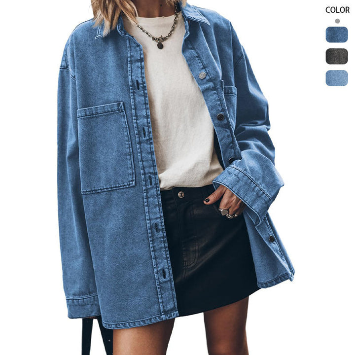 Damen Oversized Jeanshemd Drune