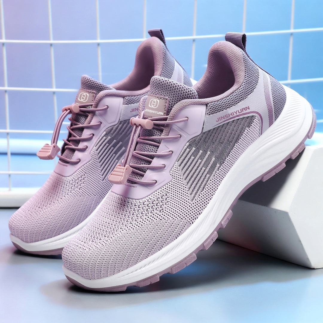 Damen nan leichter atmungsaktiver Strick-Walking-Sneaker mit Schnellzug-Kordel und gedämpfter EVA-Zwischensohle Drune