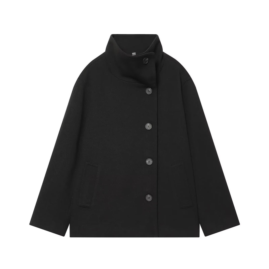 Damen Kurzer Oversized-Mantel im Boxy-Schnitt mit hohem Stehkragen Drune