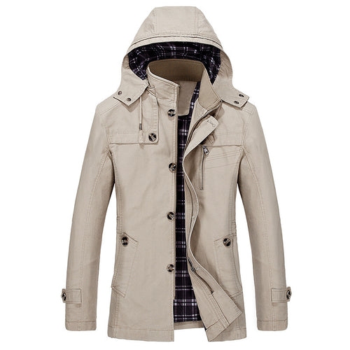 Herren nan wasserabweisende Kapuzen-Fieldjacke mit kariertem Thermofutter, verdeckter Reißverschlussleiste und funktionalen Taschen Drune