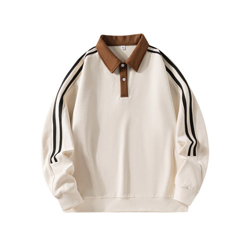 Herren Sportliches Poloshirt mit hohem Kragen und kontrastierenden Streifen Drune