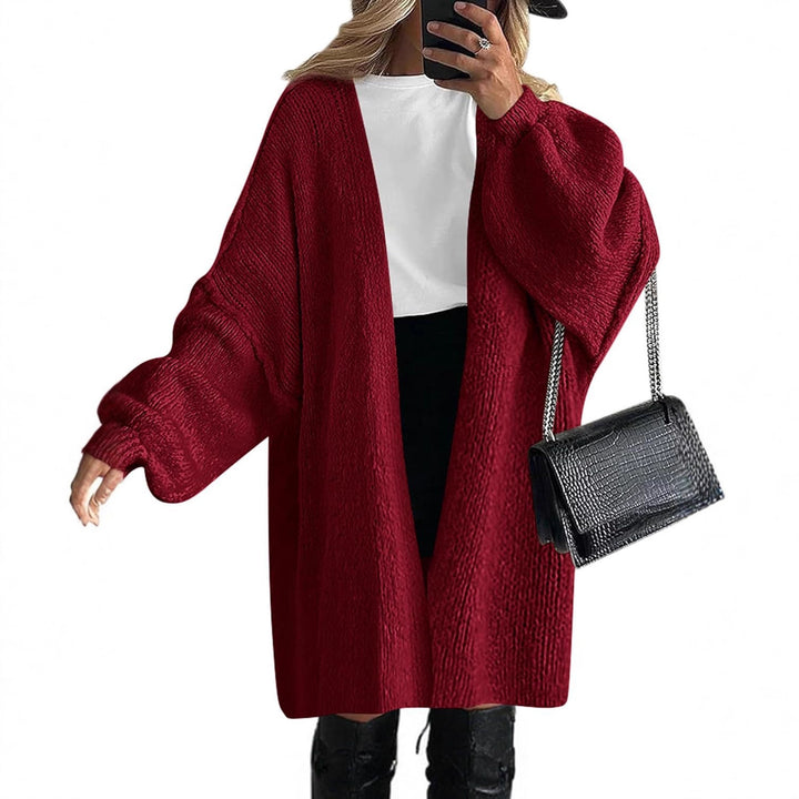 Damen Oversize Strickcardigan mit weiten Ballonärmeln und offener Front Drune