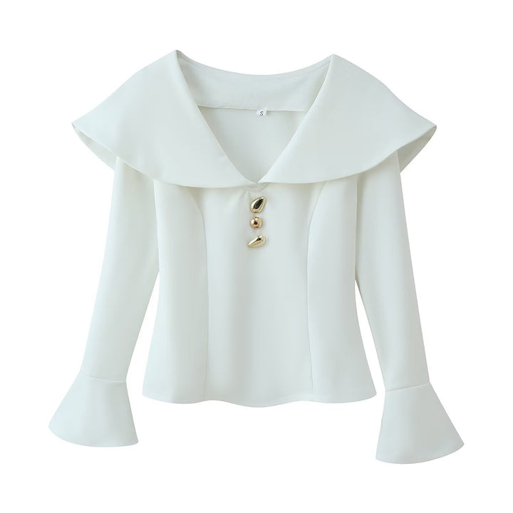 Damen hochtaillierte Palazzo‑Hose mit weitem Bein, Bundfalten und verdecktem Verschluss Drune