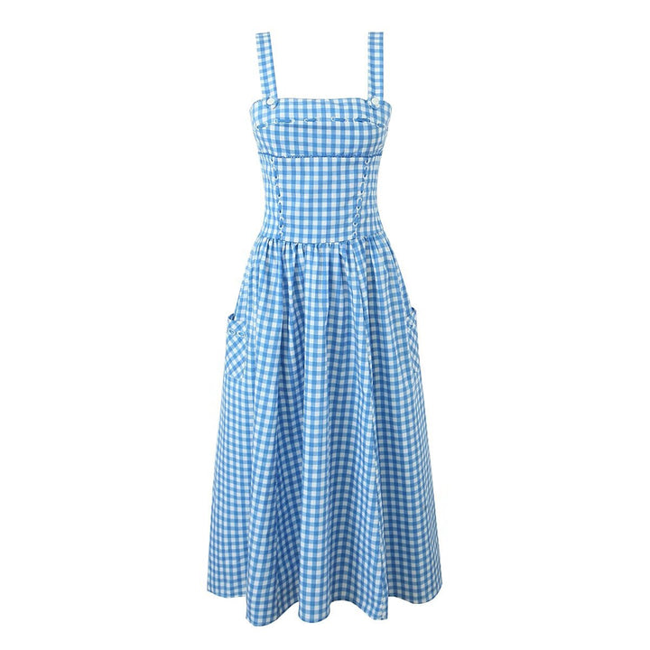 Damen Sommerliches Viskosekleid mit Gingham-Muster und praktischen Taschen Drune
