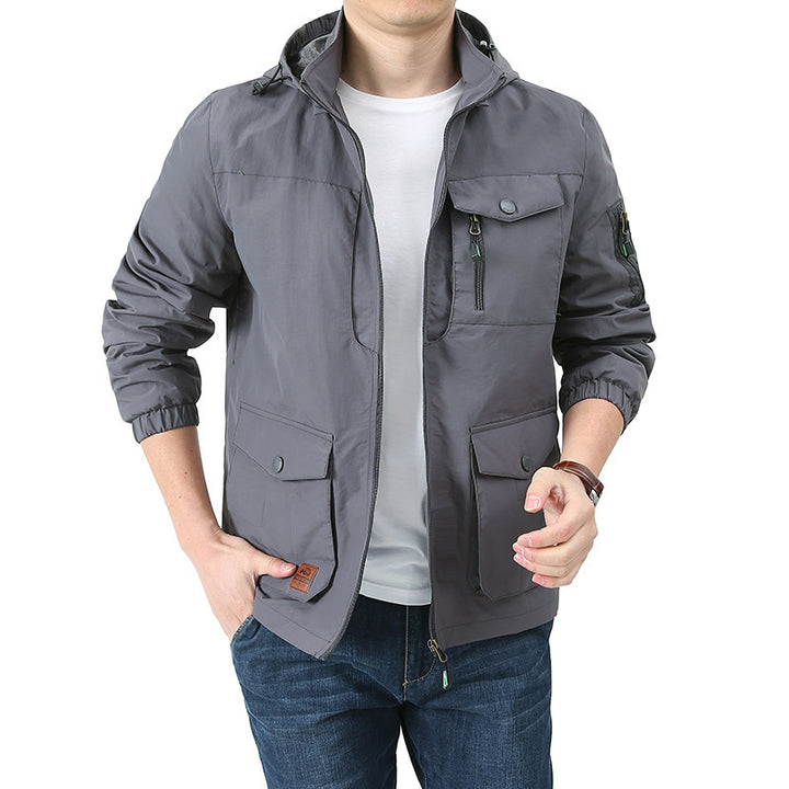 Herren Urban-Utility Fieldjacke mit Kapuze, Mehrfach‑Taschen und elastischen Bündchen Drune