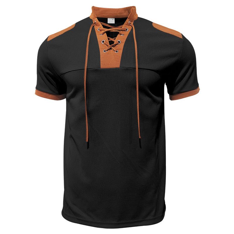 Herren sportliches Kurzarm-Shirt mit modischem Latz Drune