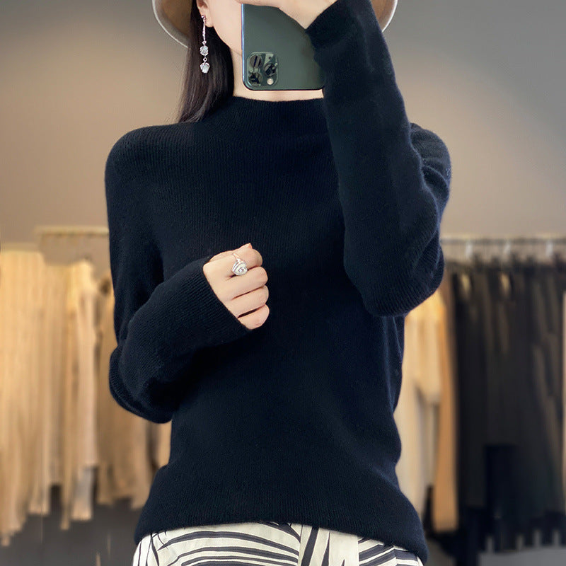 Damen Premium-Feinstrick-Mockneckpullover mit extra langen Ärmelabschlüssen und feiner Rippenstruktur Drune