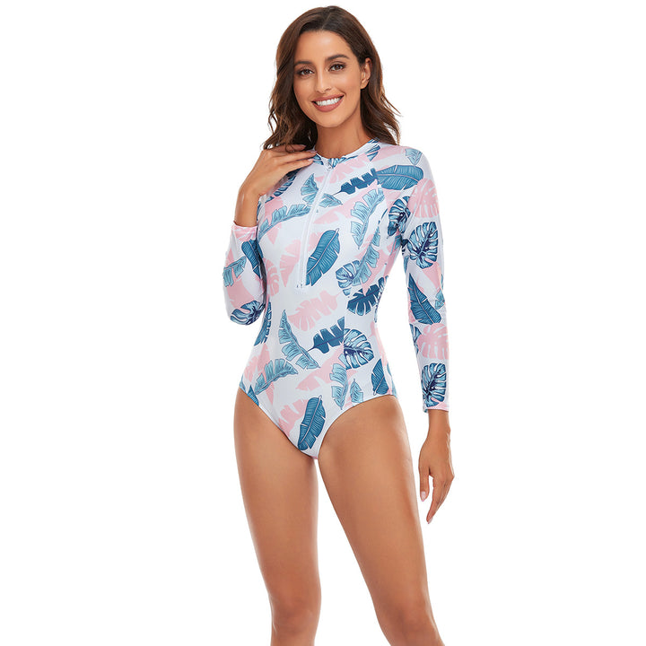 Damen Sportlicher Einteiler mit Langarm und floralem Muster Drune