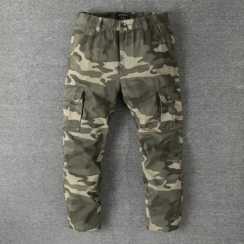 Herren Cargohose mit taktischem Tarnmuster und mehreren Klappentaschen Drune