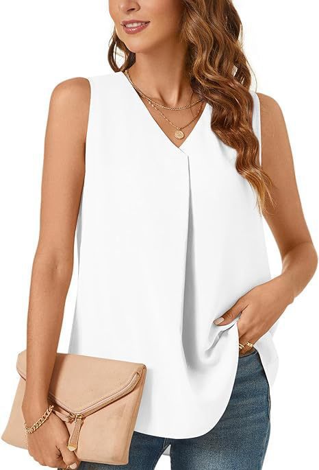 Damen Leichte Faltenfreie Ärmellose Bluse Drune