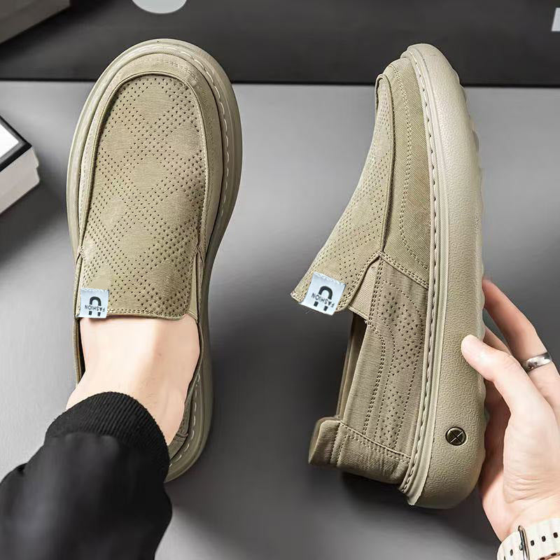 Herren Slip-On Plateau-Sneaker mit perforiertem Veloursleder und gepolstertem Komfortfußbett Drune