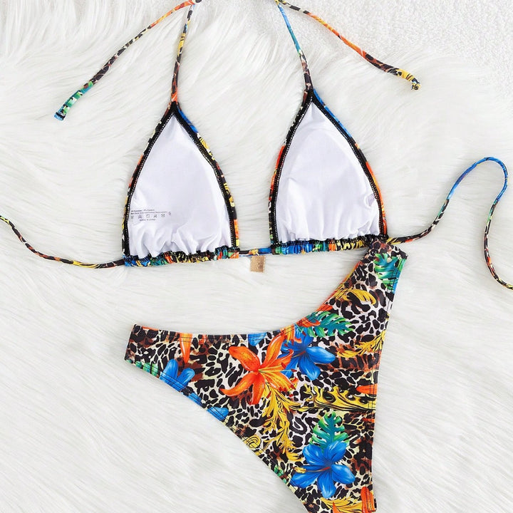 Damen Triangel-Bikini-Set mit lebendigem exotischem Muster Drune