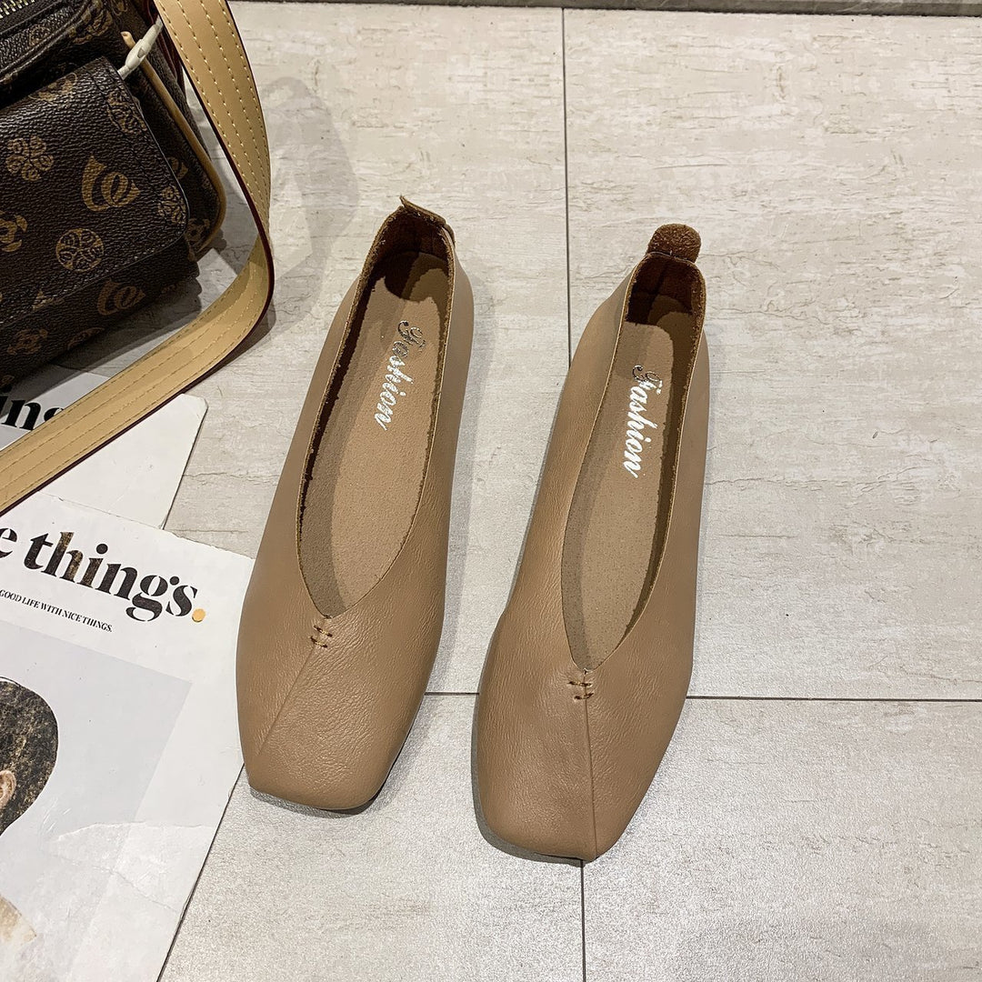 Damen nan quadratische Ballerina-Slipper aus weichem Kunstleder mit gepolstertem Komfortfußbett Drune