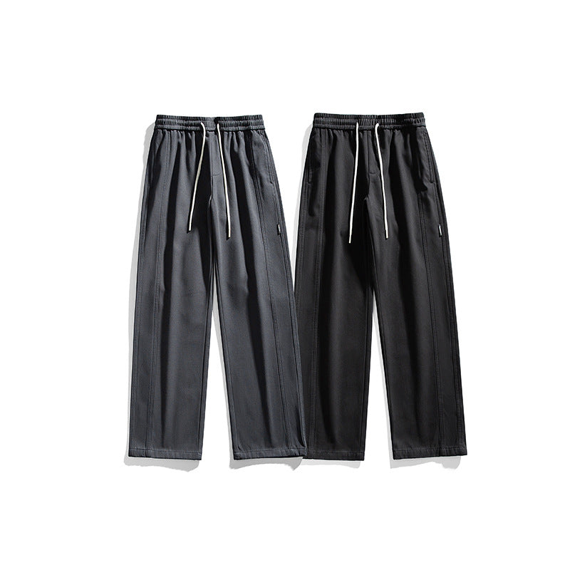 Herren Straight-Cut Freizeit‑Hose mit elastischem Bund, Tunnelzug und dekorativen Nahtpasse Drune