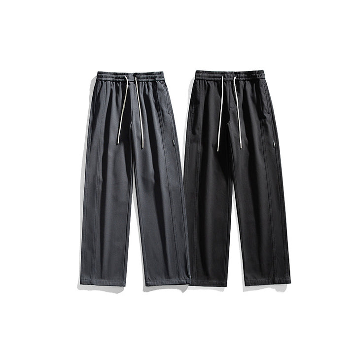 Herren Straight-Cut Freizeit‑Hose mit elastischem Bund, Tunnelzug und dekorativen Nahtpasse Drune