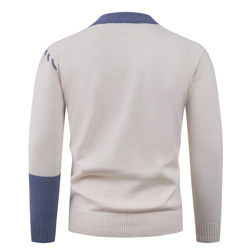 Herren nan Patchwork-Strickpullover mit Zopfstrick-Einsätzen und dekorativen Nahtapplikationen Drune