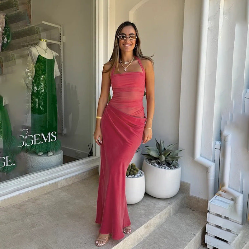 Damen elegantes Wickelkleid mit schulterfreiem Design und fließendem Stoff Drune