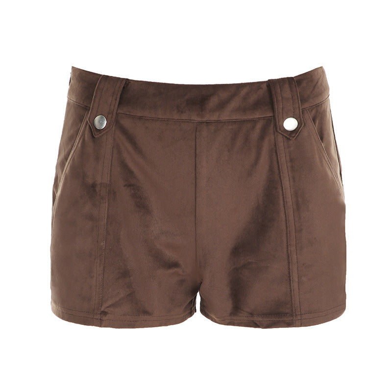 Damen modische Kunstleder Shorts mit eleganten Details Drune