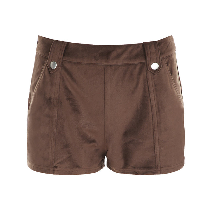 Damen modische Kunstleder Shorts mit eleganten Details Drune