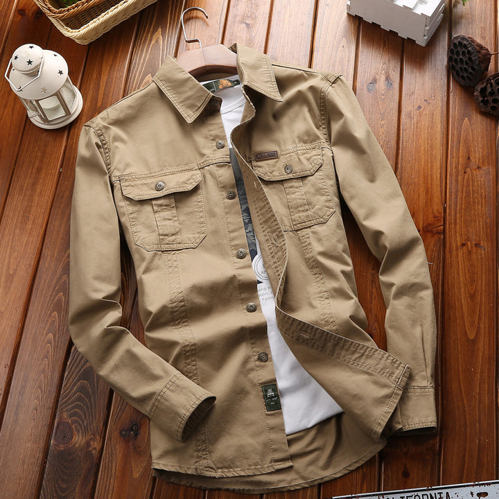 Herren nan vielseitiges Canvas-Overshirt mit Klappbrusttaschen, verstärkten Nähten und regular fit Drune