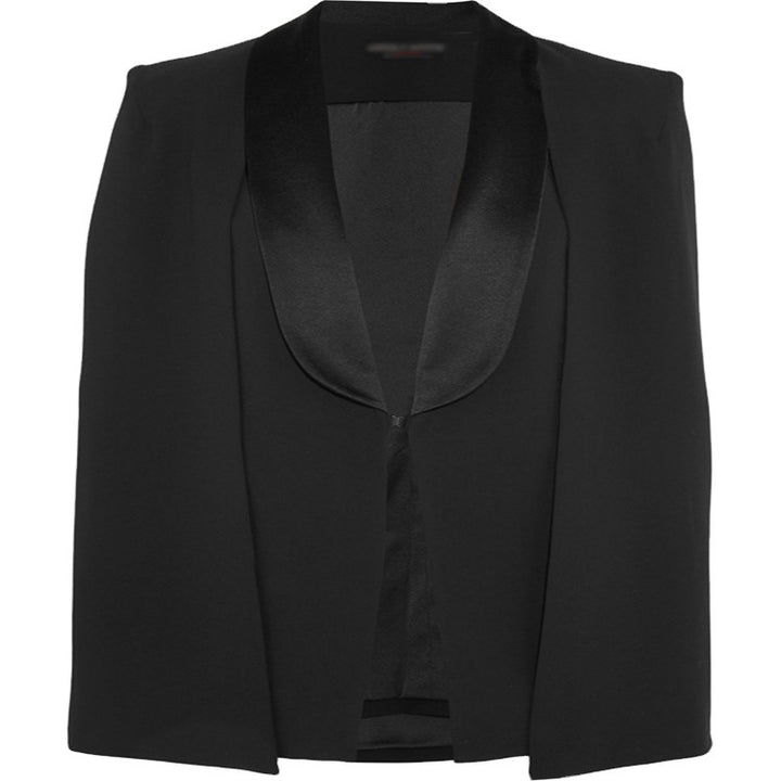 Damen Taillierter Abend-Capeblazer mit Satin-Schalkragen und Cape-Ärmeln Drune