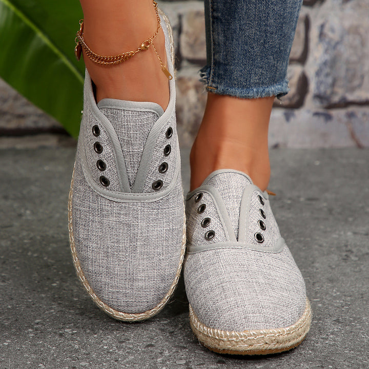 Damen Casual Espadrille Slip-Ons mit stylischem distressed Denim-Muster Drune