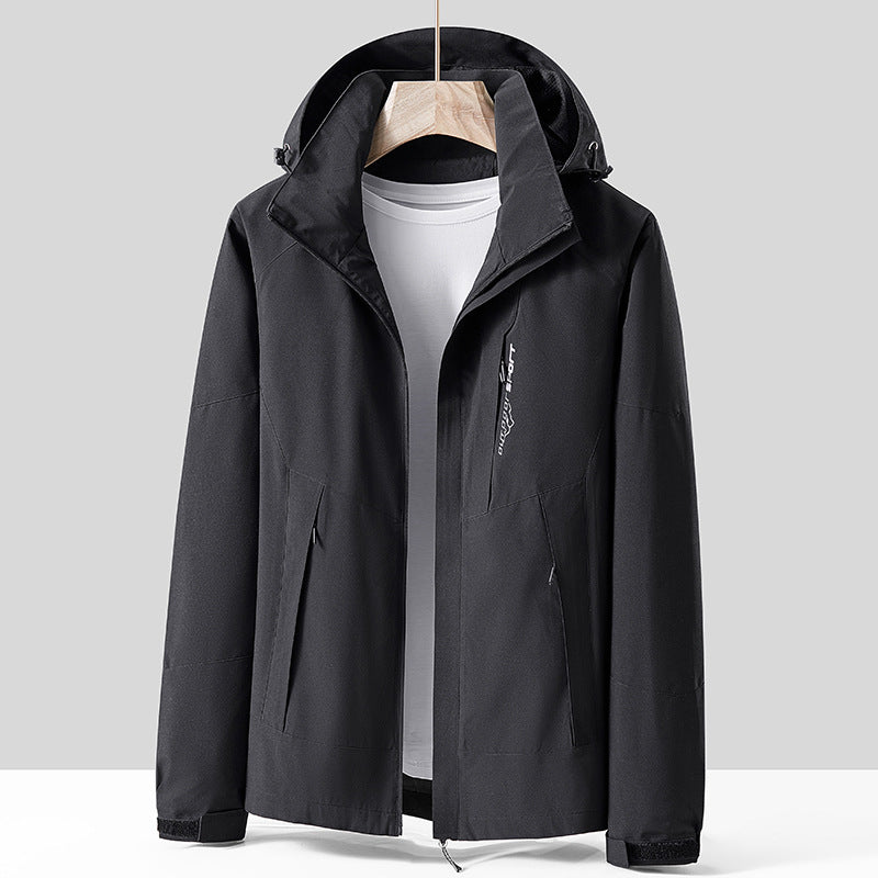 Unisex Atmungsaktive Softshell-Outdoorjacke im Colorblock-Design mit regulierbarer Kapuze und verdecktem Zweiwege-Reißverschluss Drune