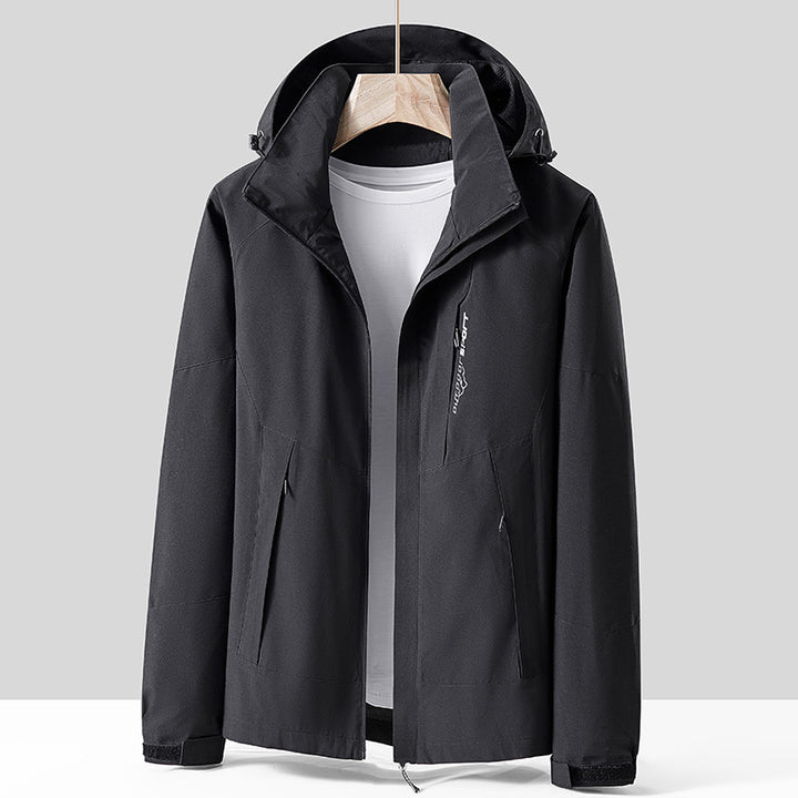 Unisex Atmungsaktive Softshell-Outdoorjacke im Colorblock-Design mit regulierbarer Kapuze und verdecktem Zweiwege-Reißverschluss Drune