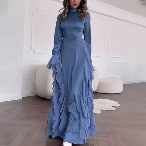 Drune | Langärmliges Rüsch-Maxikleid