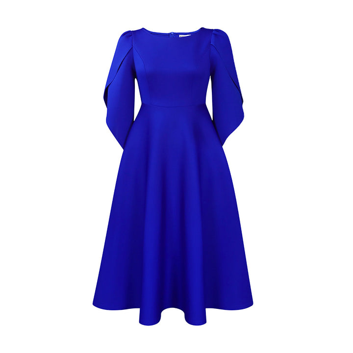 Damen Elegantes Abendkleid mit Handballenärmel und schwingendem Rock Drune