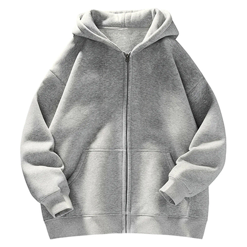 Unisex Oversize-Kapuzenjacke mit durchgehendem Reißverschluss, Teddyfutter und Känguru-Taschen Drune