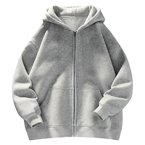Unisex Oversize-Kapuzenjacke mit durchgehendem Reißverschluss, Teddyfutter und Känguru-Taschen Drune