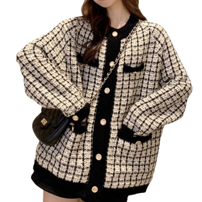 Damen elegante Strickjacke mit gemustertem Design und hochwertigen Knopfdetails Drune