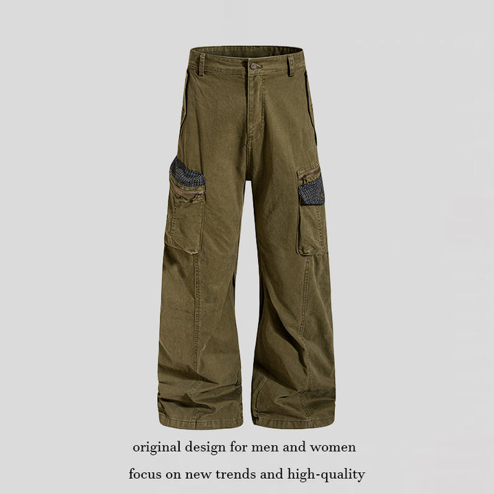 Damen weite Culotte-Cargohose mit Multi-Taschen und Textur-Einsätzen Drune