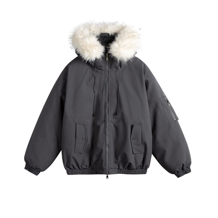 Damen Oversize-Parka im Bomberstil mit abnehmbarer Kunstfellkapuze Drune